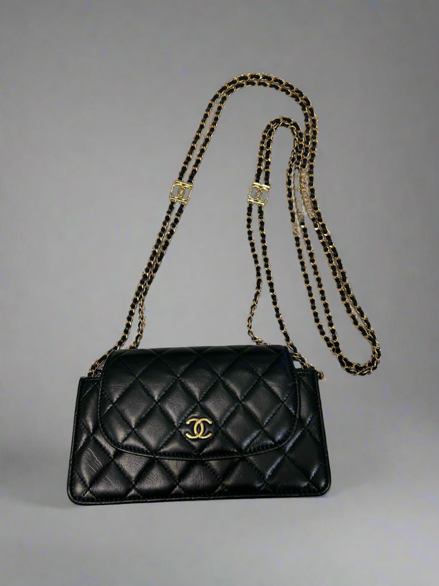 CHANEL small CC Quilted Leather Lambskin Crossbody
