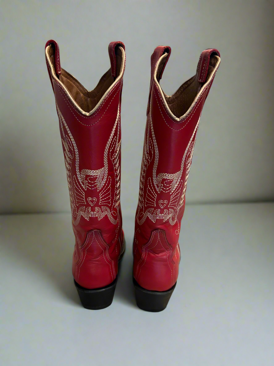 WESTERN Red Leather Boots - Size 10