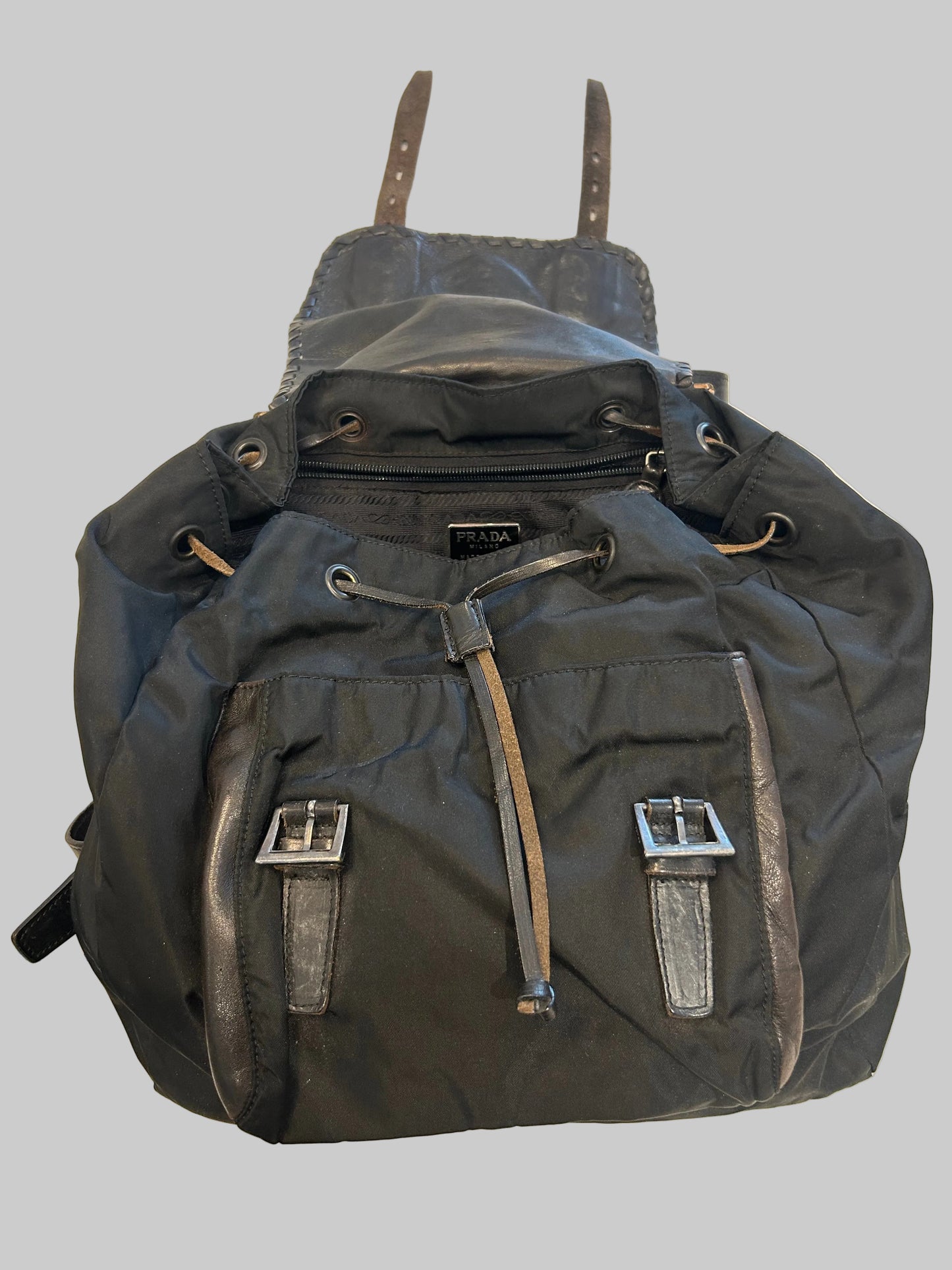PRADA Vintage Leather & Nylon Backpack