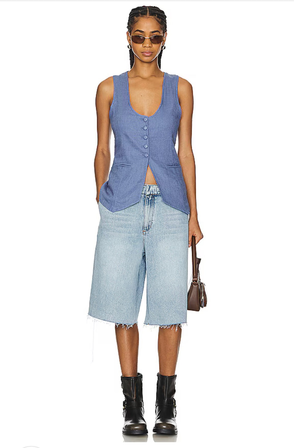 Free People Linen Blend Vest - Size S