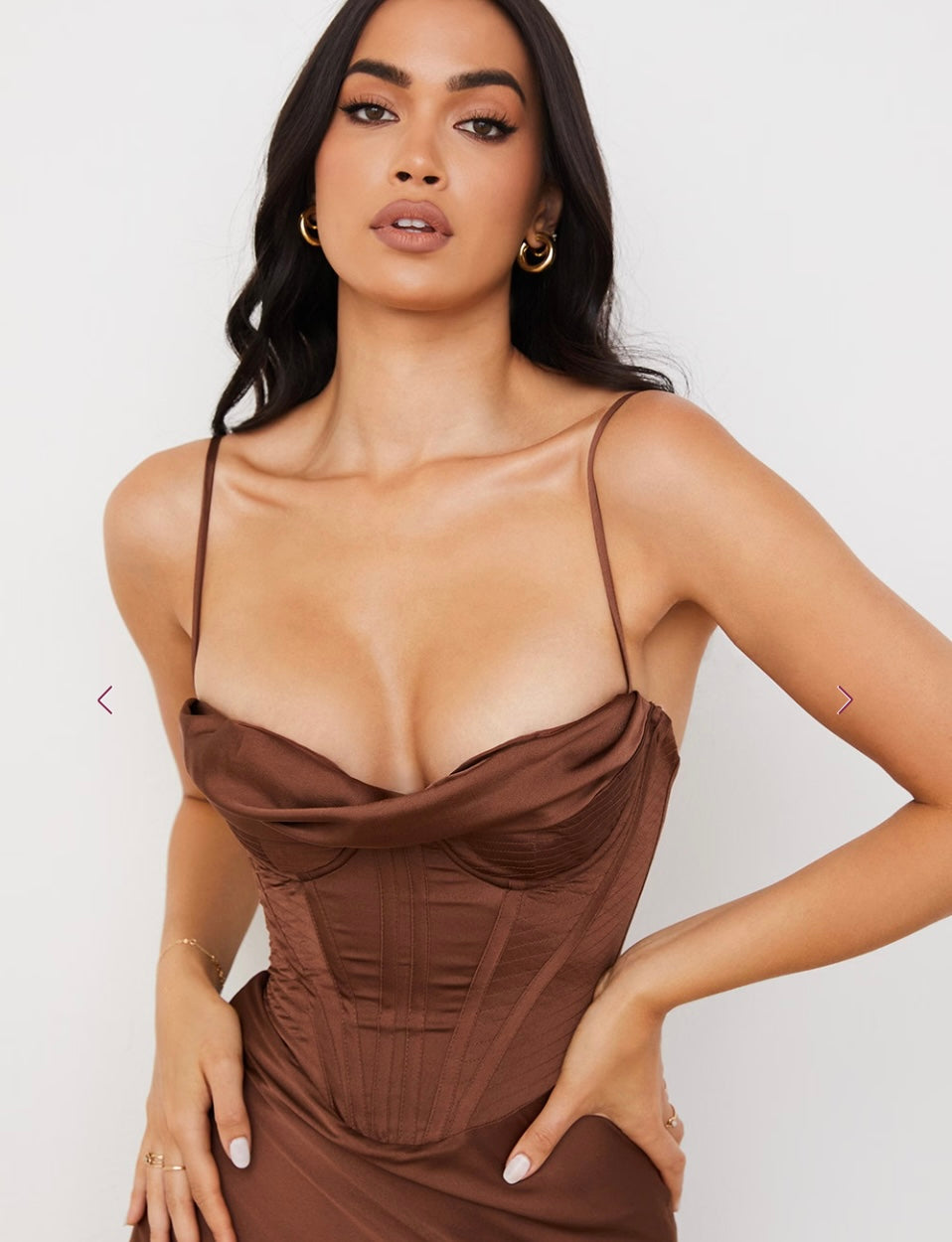 House of CB MYRNA
Chocolate Satin Corset Slip Dress - Size xs