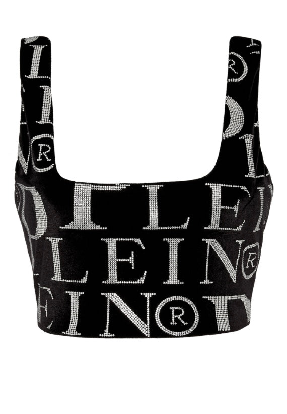 Philipp Plein Velvet Top Stones All over PP with Crystals - Size S