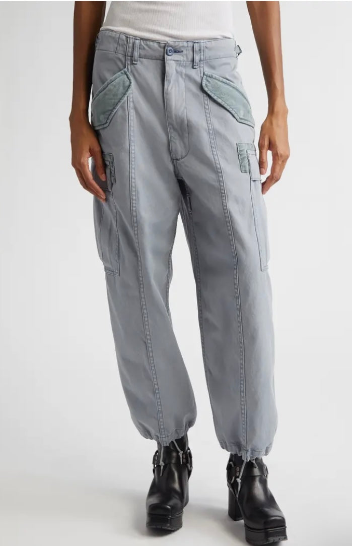 New* R13 Mixed Media Crop Cargo Pants - Size 27