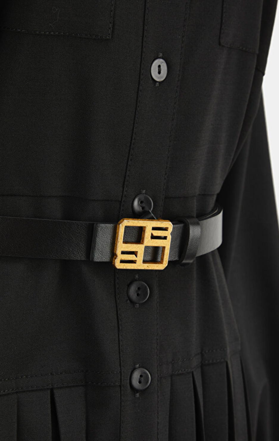 Beatrice b. Pleated Belted Shirt Dress - Size S