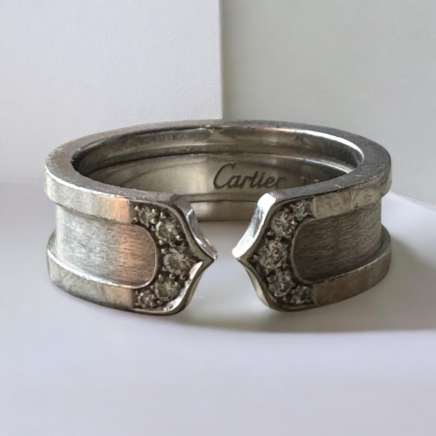 Cartier 18K White Gold Diamond C de Cartier Ring