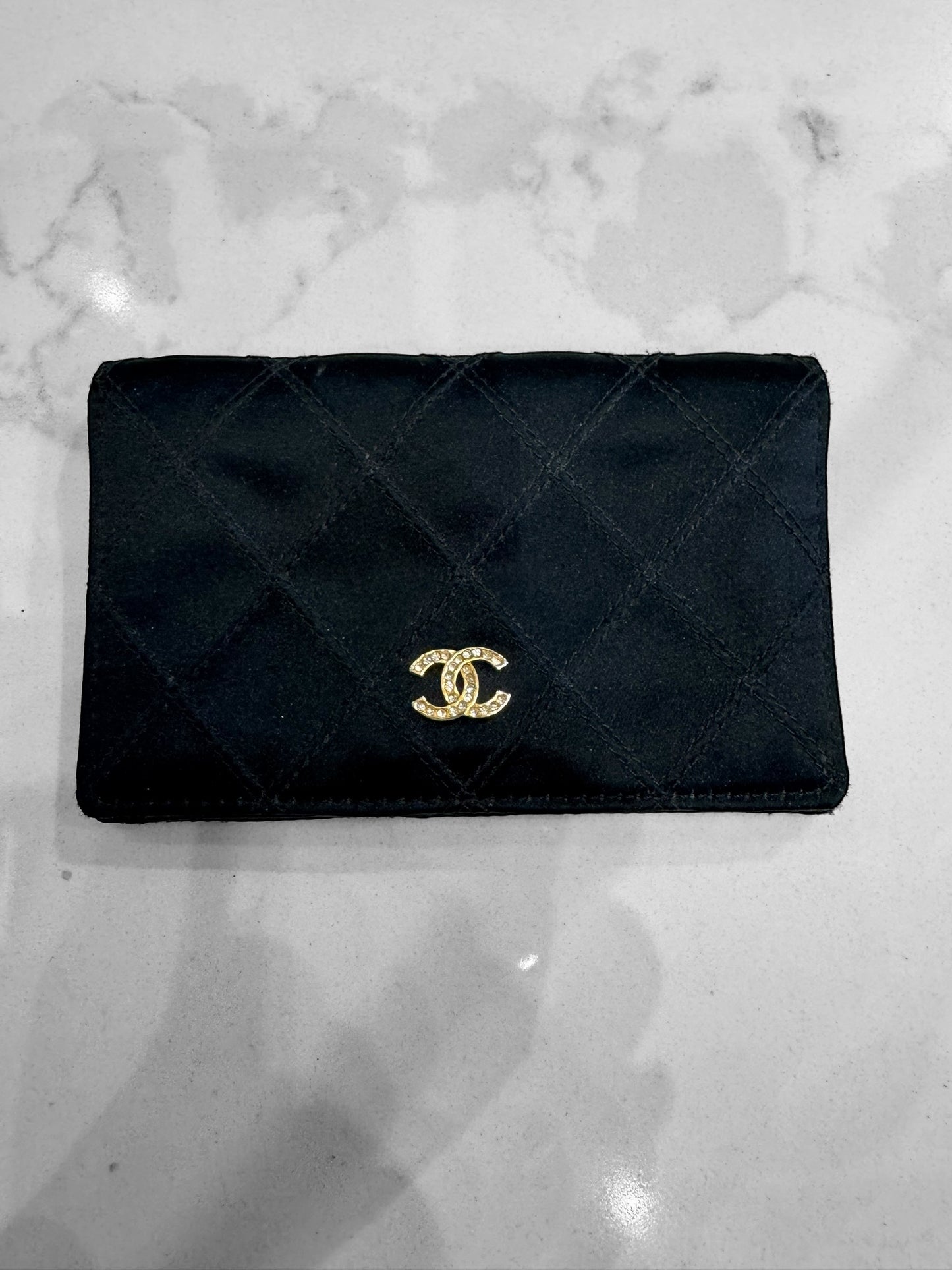CHANEL silk/leather wallet