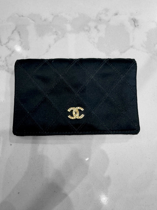 CHANEL silk/leather wallet