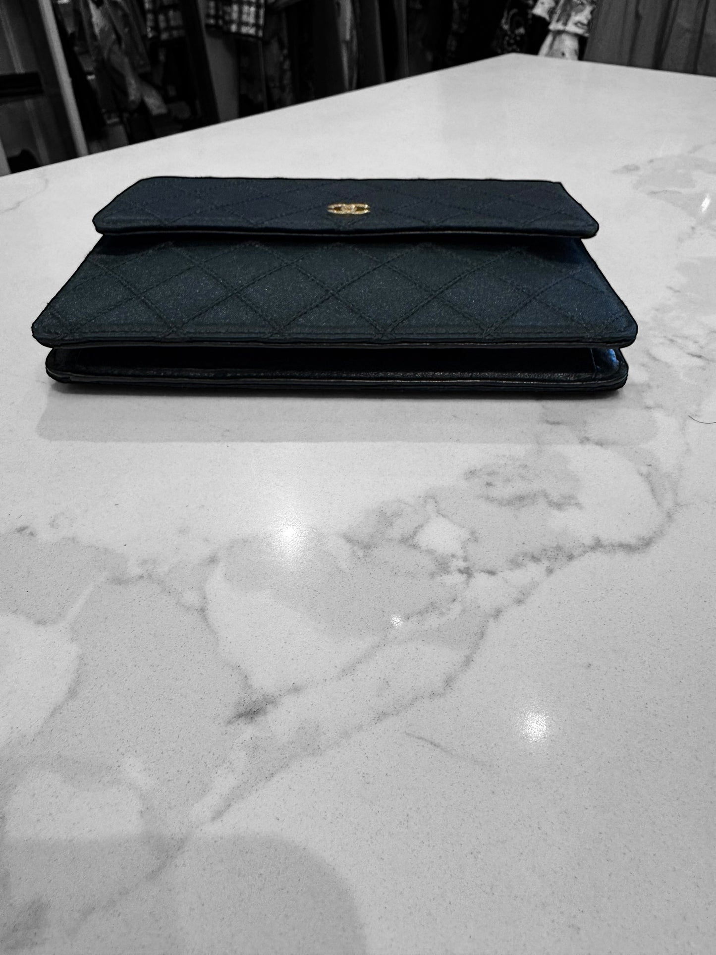 CHANEL Quilted Silk Clutch
