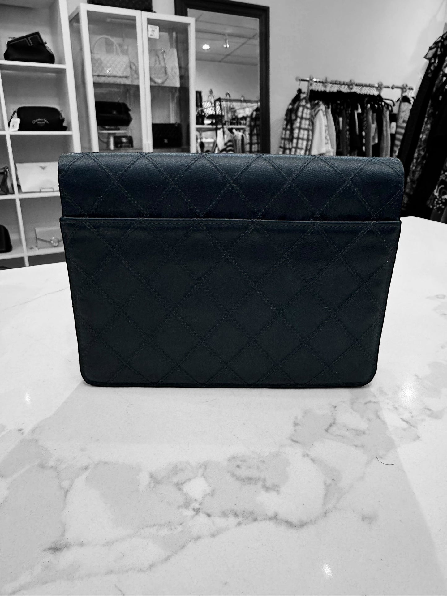 CHANEL Quilted Silk Clutch