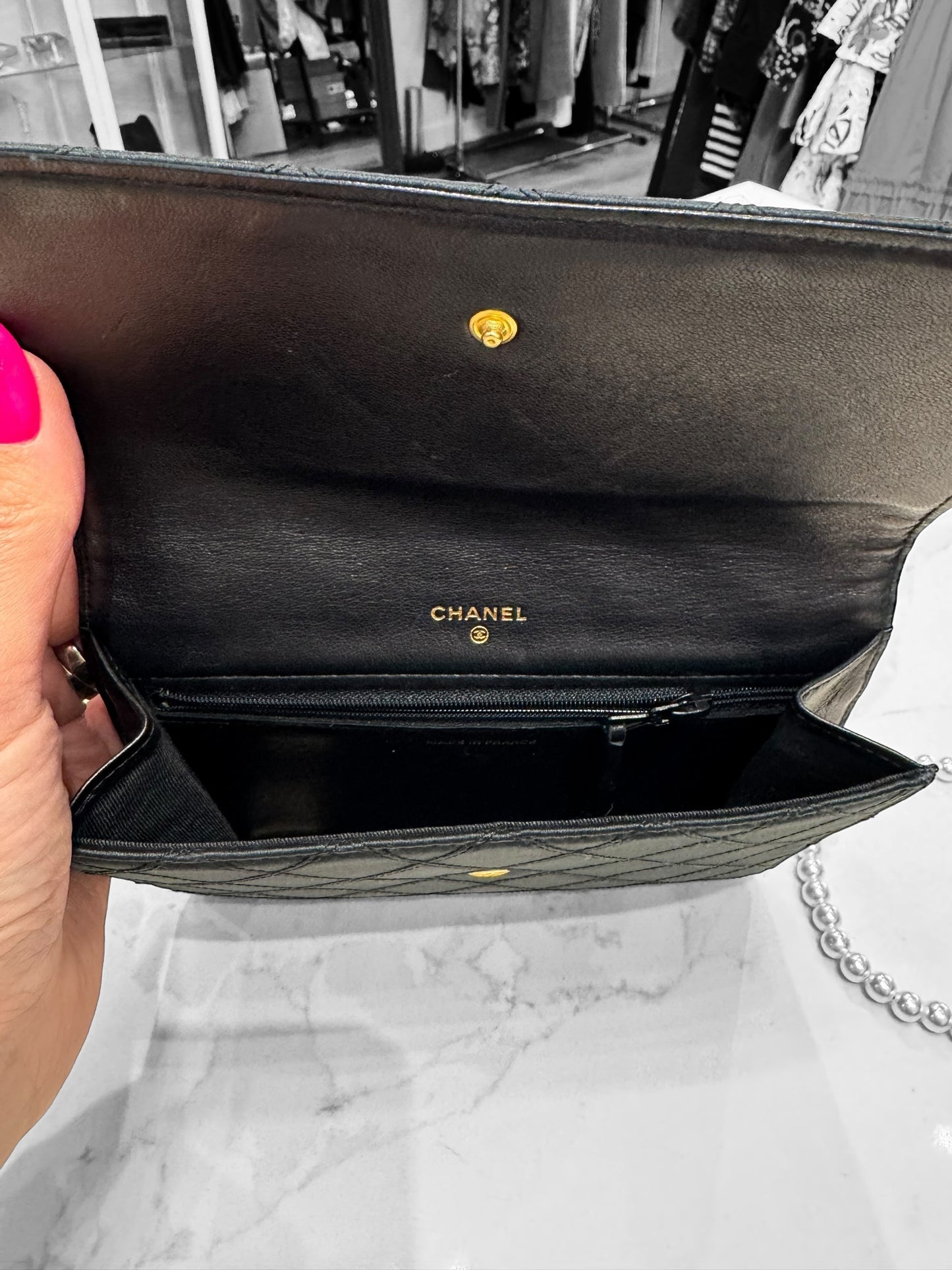 CHANEL Quilted Silk Clutch