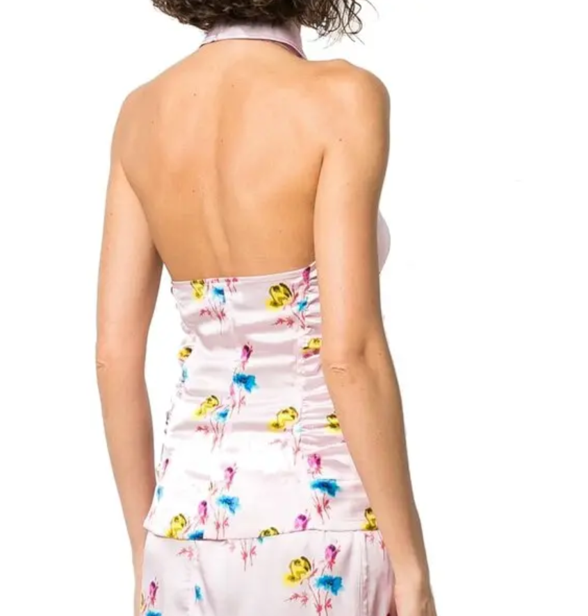 New* GANNI Silk Floral Halter Top - Size M