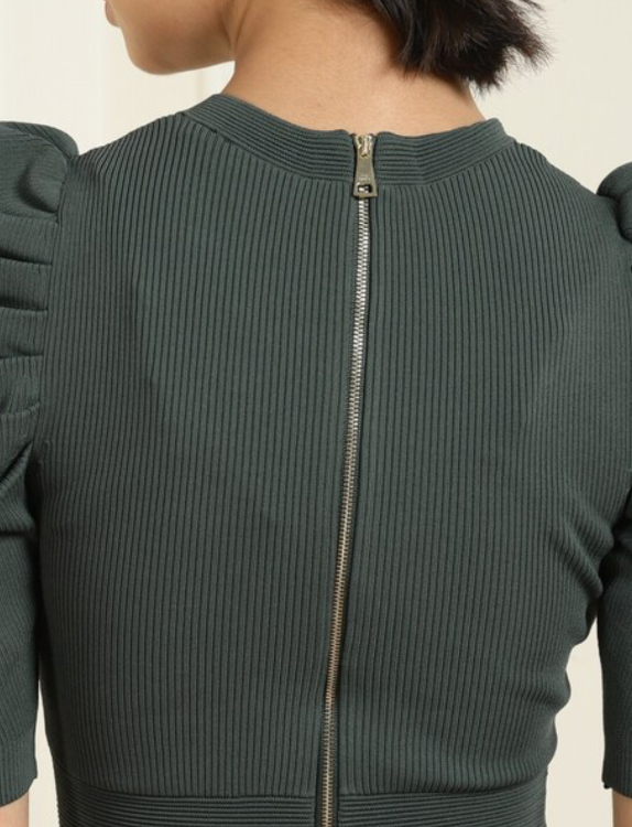 NEW* TED BAKER Dark Green Ribbed Mini Dress - Size S
