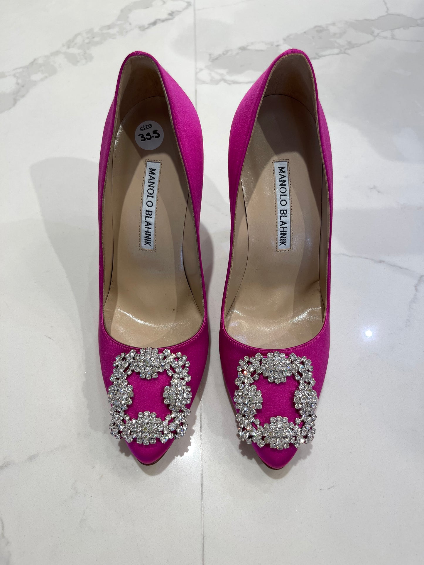 MANOLO BLAHNIK Satin Crystal Embellishment Pumps