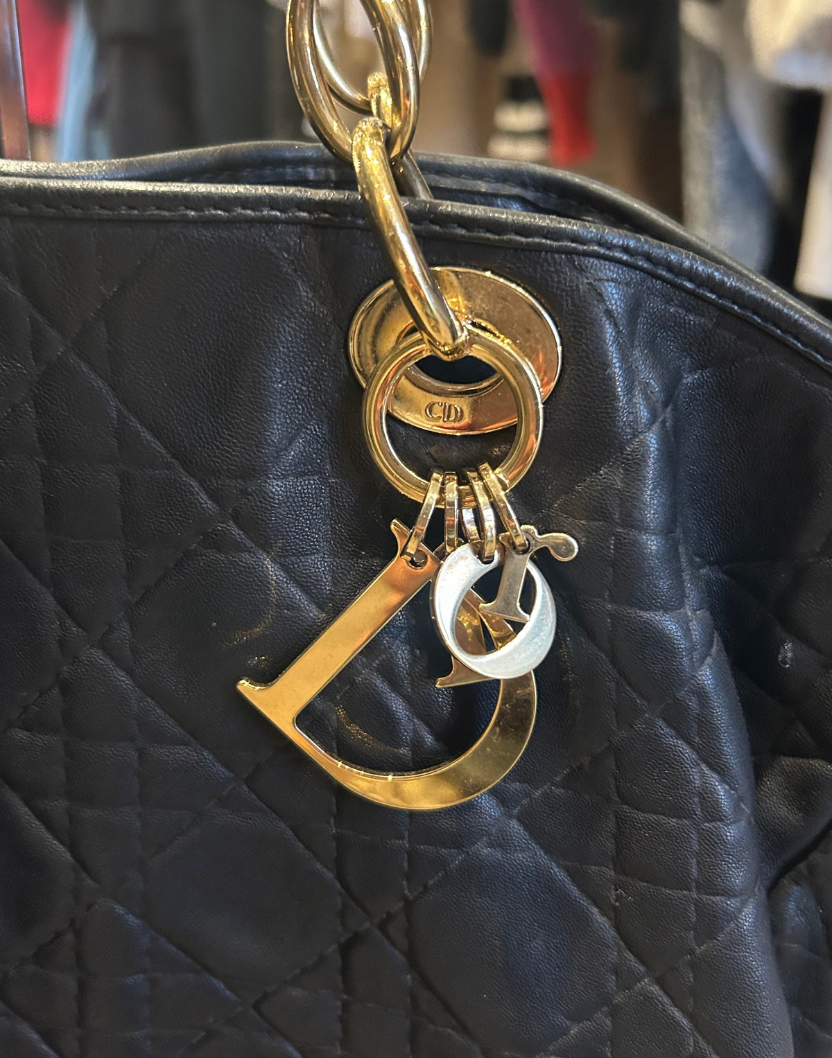 CHRISTIAN DIOR Lambskin Cannage Large Soft Lady Dior Shopping Tote Bag