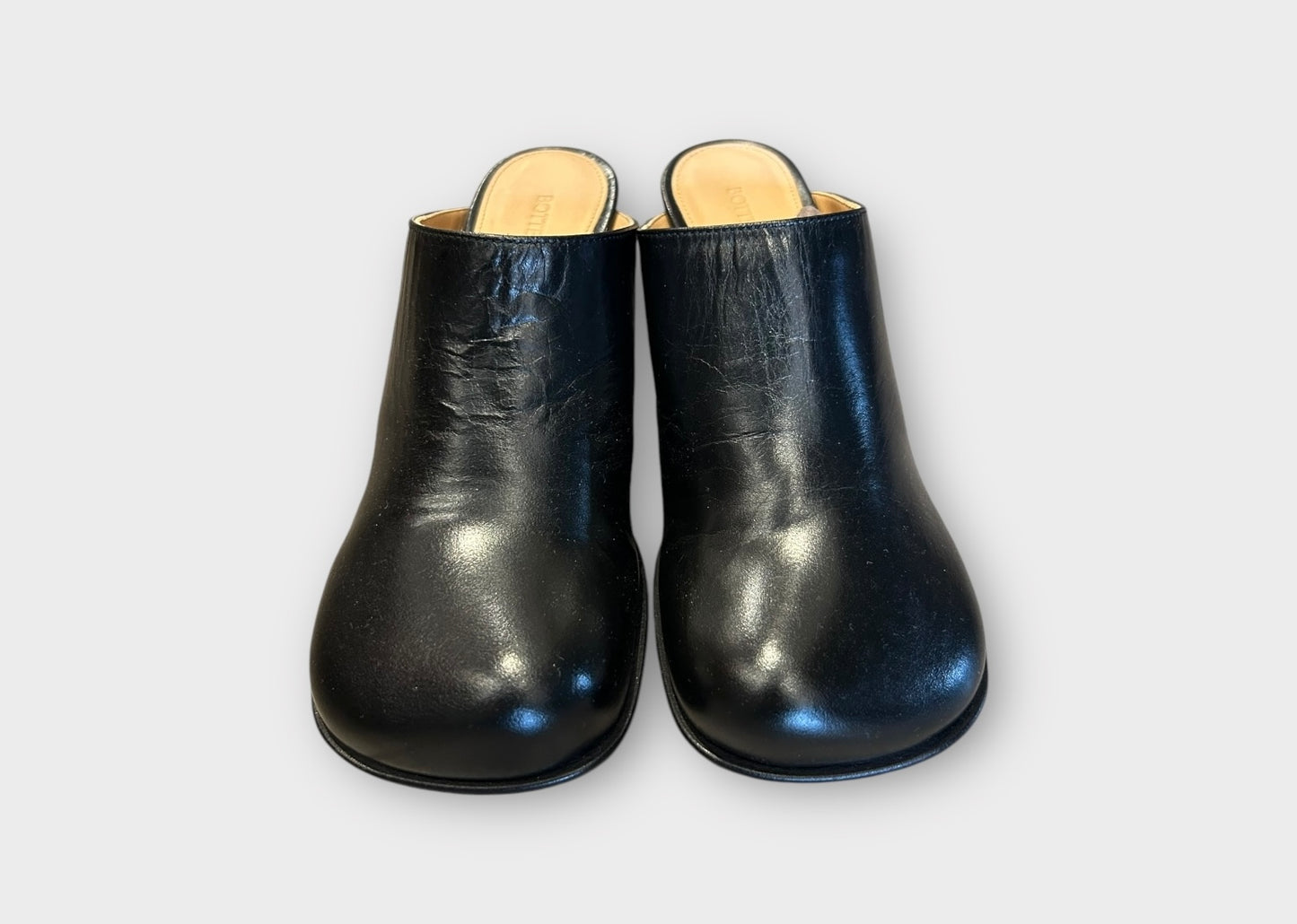 BOTTEGA VENETA Black Leather Mules - Size 34.5