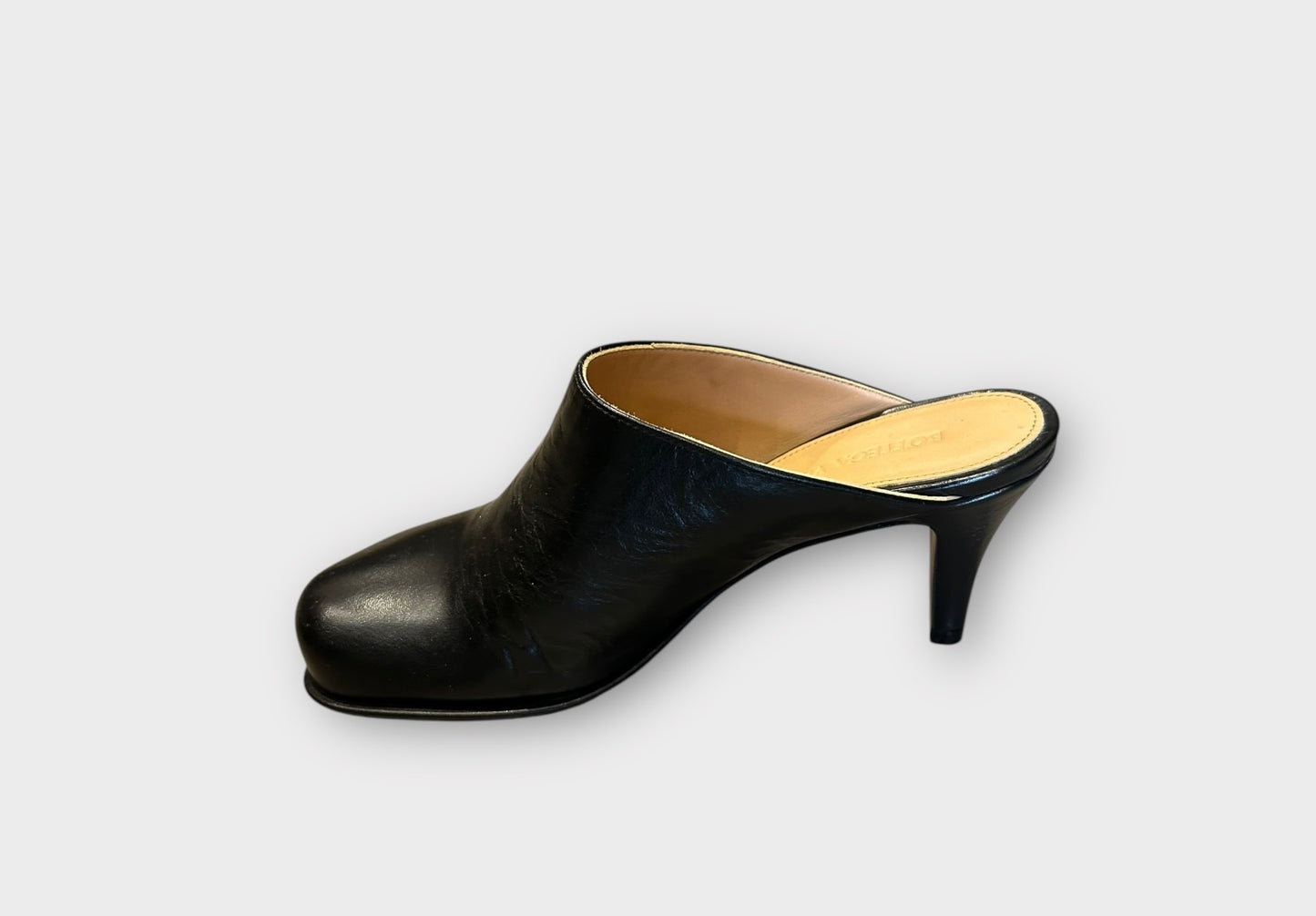 BOTTEGA VENETA Black Leather Mules - Size 34.5