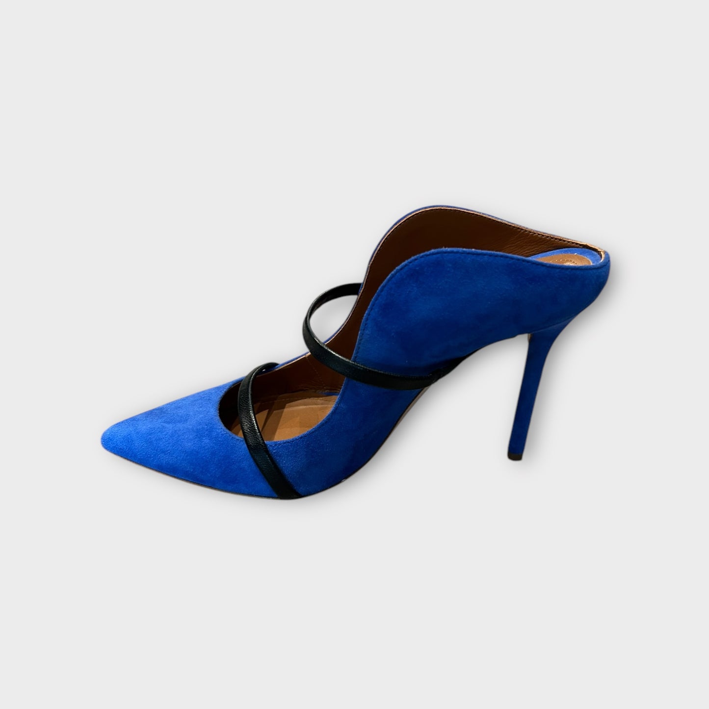 MALONE SOULIERS Blue Suede Mules - Size 37