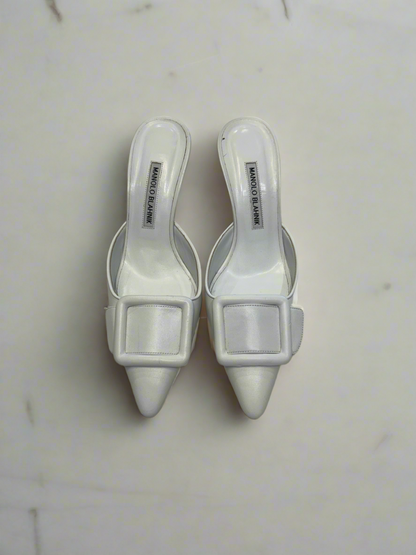 MANOLO BLAHNIK Maysale 50 Buckle Mules - Size 38