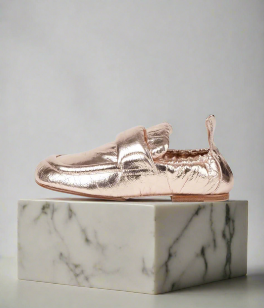 DRIES VAN NOTEN
Metallic padded crinkled-leather loafers - Size 37