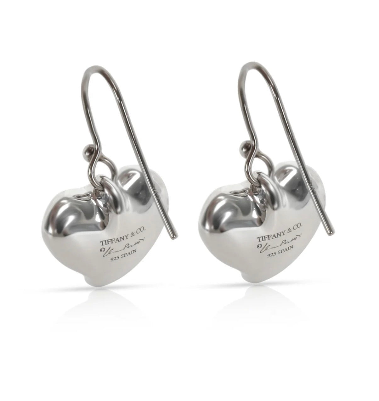 TIFFANY & CO. Elsa Peretti Heart Drop Earrings Sterling Silver