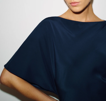 REFORMATION Caila Navy Silk Dress - Size M