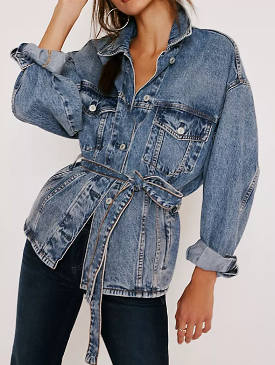 FREE PEOPLE We The Free Knotted Denim Jacket - Size XS