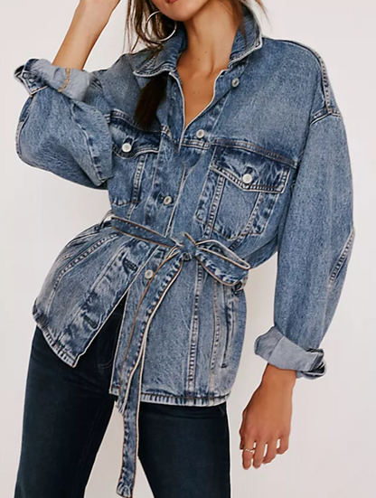 FREE PEOPLE We The Free Knotted Denim Jacket - Size XS