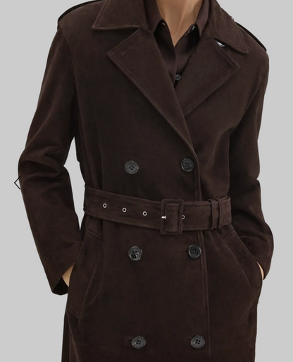 THEORY Suede Belted Trench - Size S