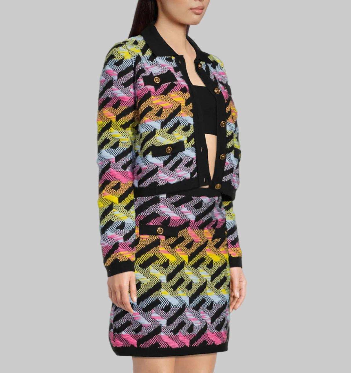 VERSACE Multicoloured Knit Mini Skirt - Size 42