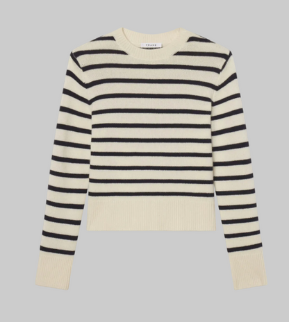 FRAME Cashmere Clean Crew in Navy Multi - Size XS