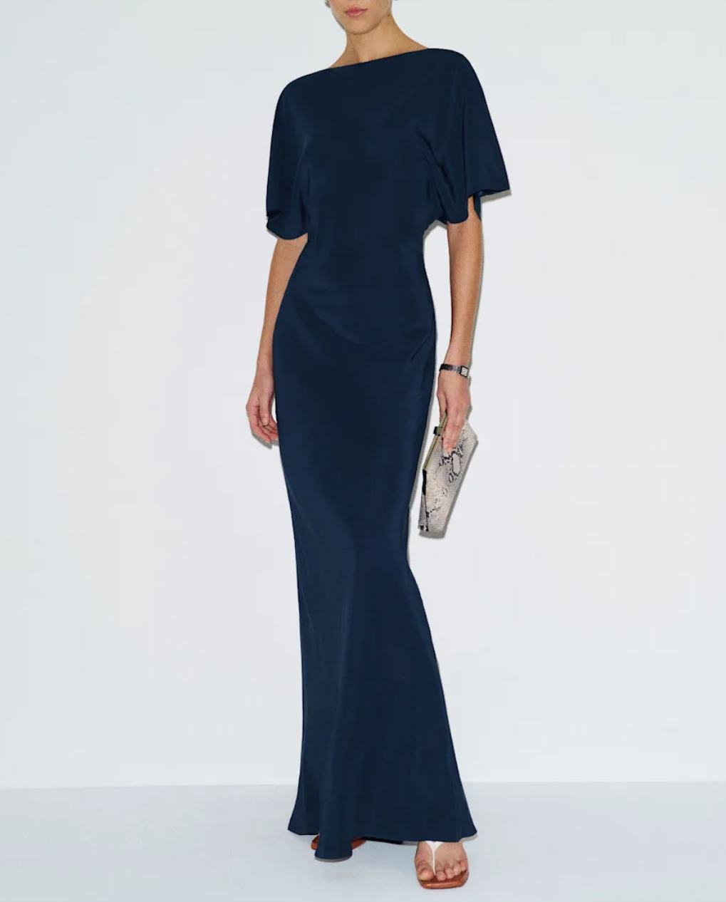 REFORMATION Caila Navy Silk Dress - Size M