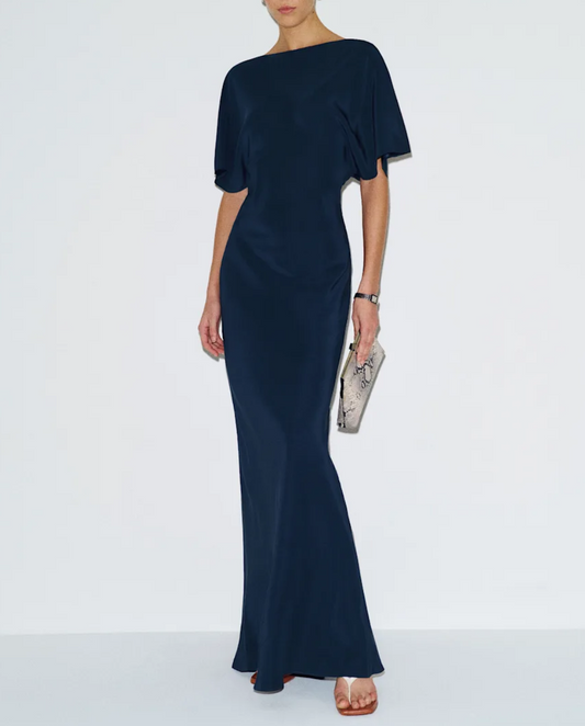 REFORMATION Caila Navy Silk Dress - Size M