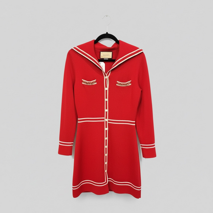 GUCCI Wool Knit Contrast Trim Dress - Size Small Excellent preloved