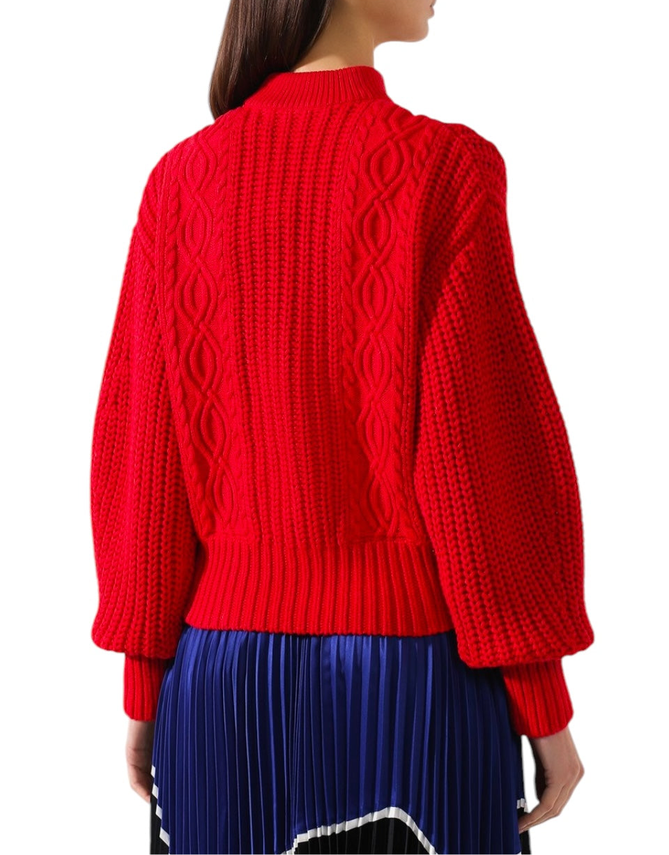 SELF PORTRAIT Red Mock V Neck Sweater - Size s