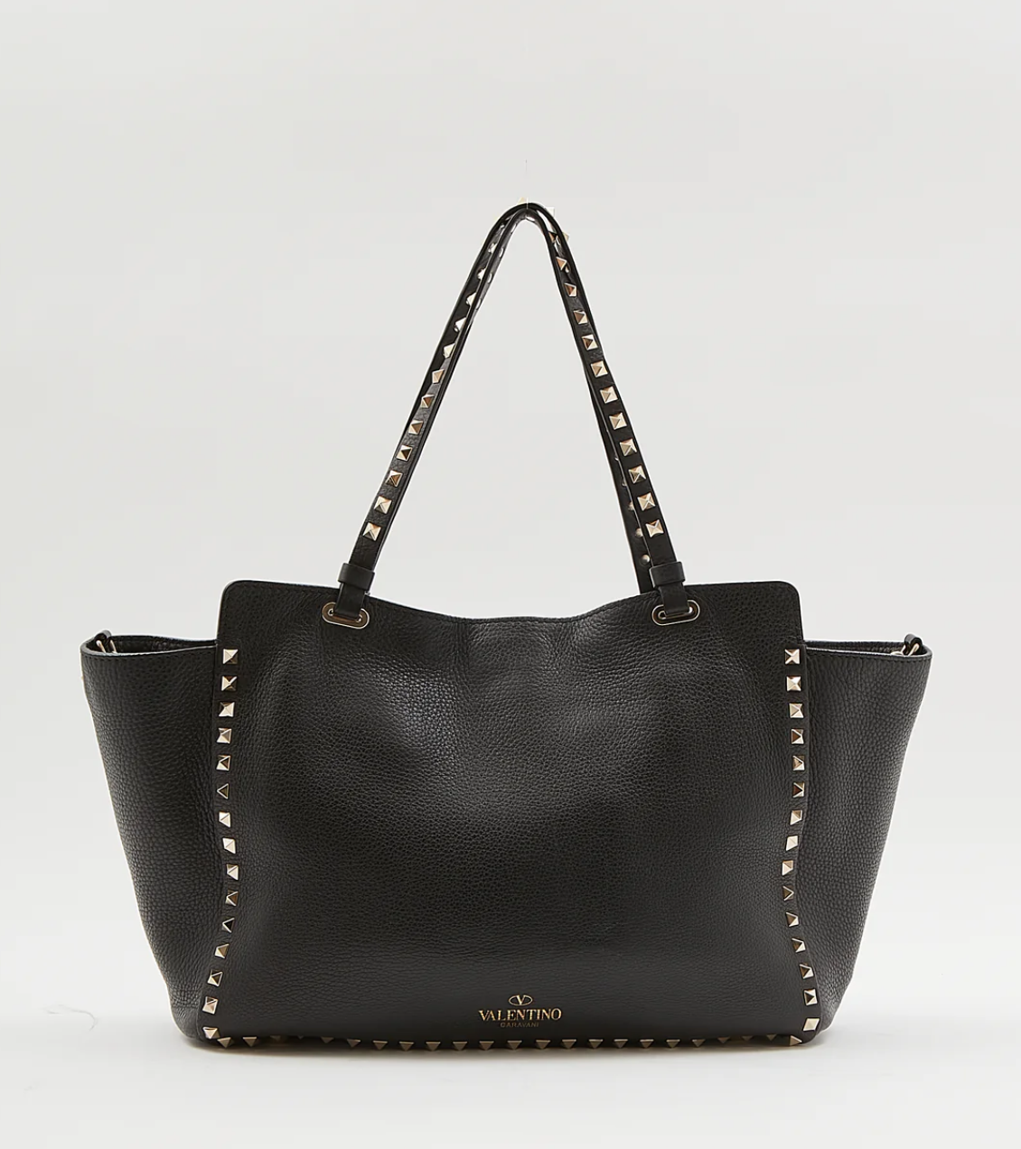 VALENTINO GARAVANI Black Leather Rockstud Tote