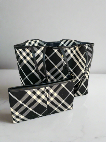 BURBERRY Canvas Check Shoulder Bag