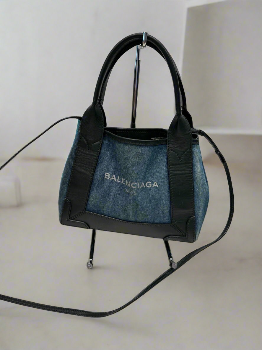 BALENCIAGA Cabas 2 Way Denim Bag