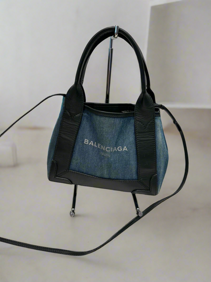 BALENCIAGA Cabas 2 Way Denim Bag