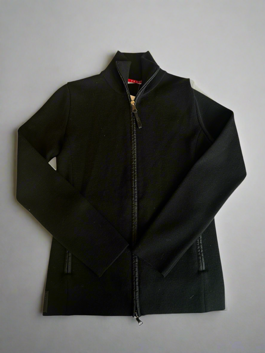 PRADA Black Wool Zip Cardigan - Size 40