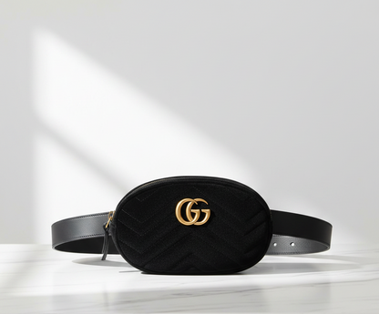 GUCCI Chevron Velvet Marmont Belt Bag