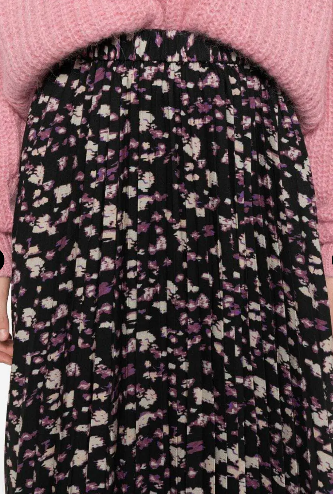BASH Floral Pleated Midi Skirt - Size 36