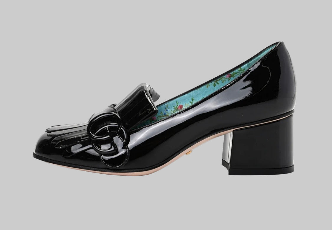 GUCCI Vernice GG Marmont Fringe - Size 39