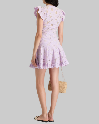 SANDRO Purple Floral Embroidered Mini Dress - Size 38