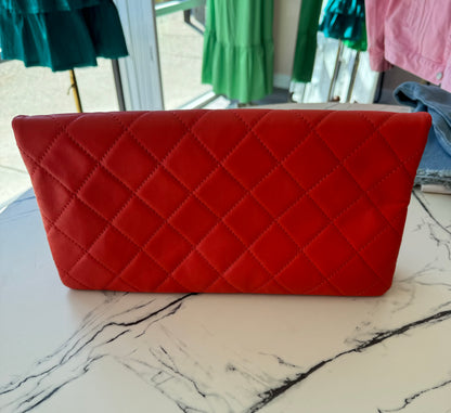 CHANEL Red Quilted Leather Clutch