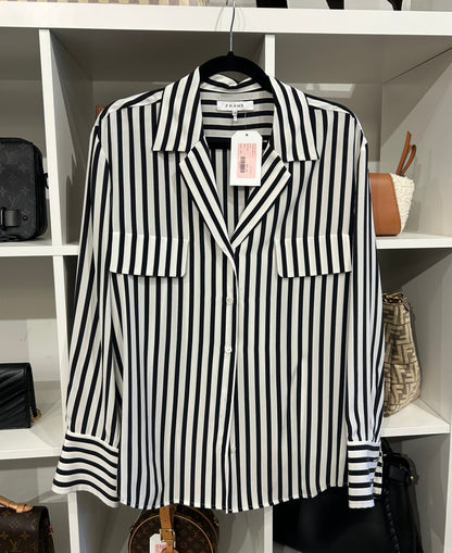 FRAME Striped Button Up Blouse - Size L
