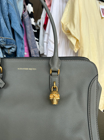 ALEXANDER MCQUEEN Grey Skull Padlock Bag