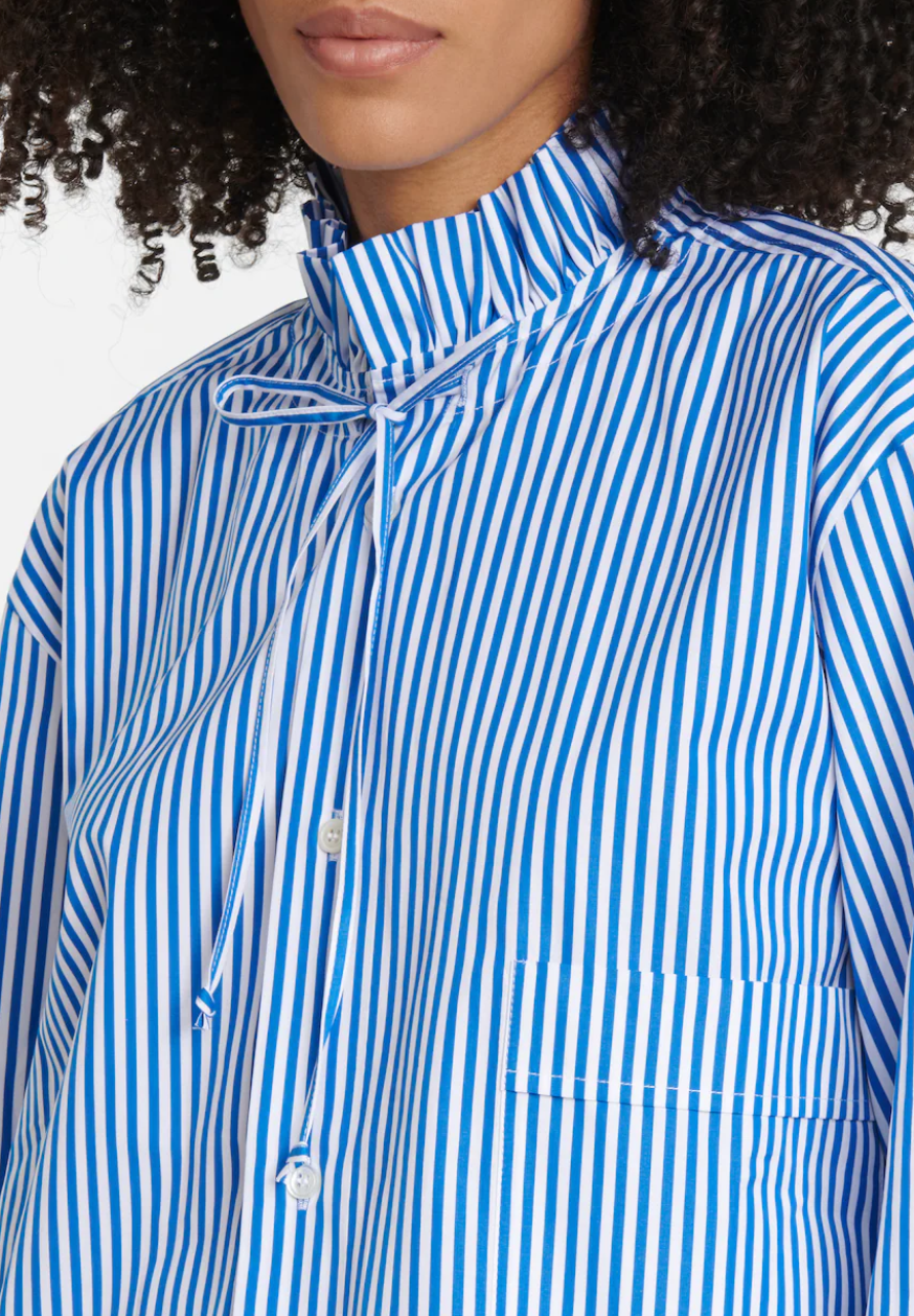 PLAN C Striped Cotton Poplin Blouse - Size 10