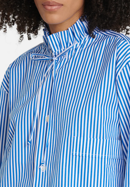 PLAN C Striped Cotton Poplin Blouse - Size 10