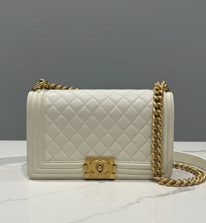CHANEL 2022 Medium Caviar Leather Boy Bag