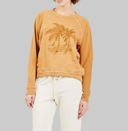 THE GREAT College Palm Trees Crew Neck Sweater - Size 2